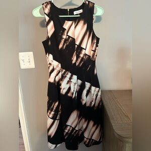 Calvin Klein Black and White Fit and Flare Midi Dress